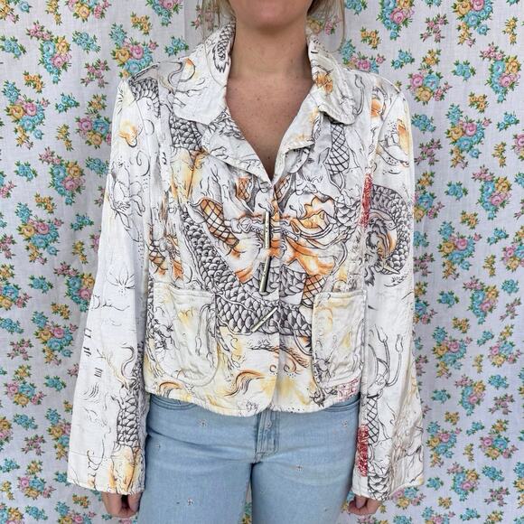 look brand Japanese dragon print jacket size large - Picture 1 of 8